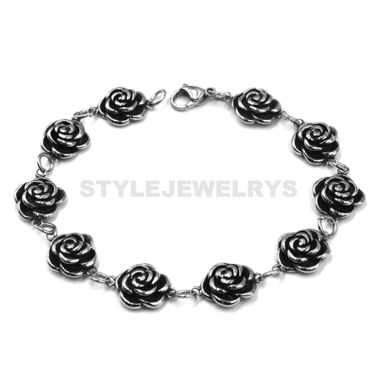Rose bracelet Stainless Steel Jewelry Bracelet Fashion Bracelet Biker Women Bracelet SJB0384 - Click Image to Close