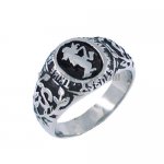 Stainless steel jewelry ring International stussy tribe ring Alphabet S with cross live leaf SWR0042