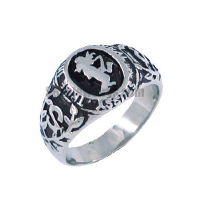 Stainless steel jewelry ring International stussy tribe ring Alphabet S with cross live leaf SWR0042
