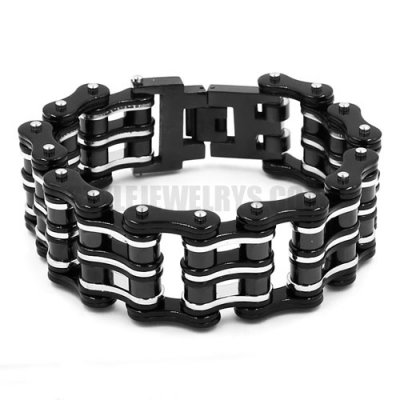 Bling Big Motorcycle Bracelet Stainless Steel Jewelry Bracelet Fashion Heavy Black and Silver Bicycle Chain Motor Bracelet Men Bracelet SJB0303