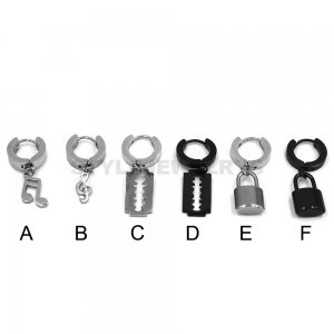 1piece Music symbol blade symbol lock symbol Earring Stainless Steel Jewelry Earring Fashion Biker Earring SJE370215