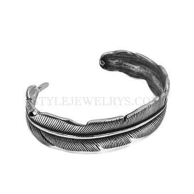 Feather bracelet Stainless Steel Jewelry Cuff Bracelet Fashion Bangle Wholesale SJB0382