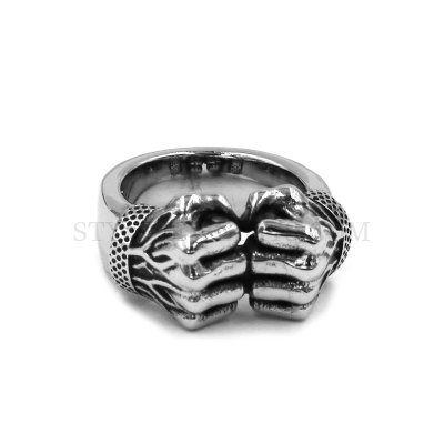 Stainless Steel Jewelry Ring Clenched His Fists Symbol of Strength Fashion Jewelry SWR0974