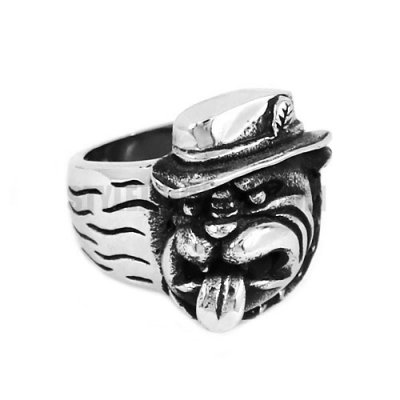 Gothic Hat Dog Ring Stainless Steel Silver Hat Dog Ring SWR0605