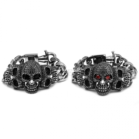 Vintage Gothic Skull Bracelet Stainless Steel Jewelry Bracelet Men Bracelet Biker Bracelet SJB0378 - Click Image to Close