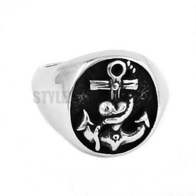 Stainless Steel Silver Biker Anthor Ring SWR0627