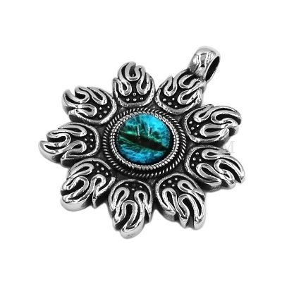 Vintage Gothic Fire with Evil Eye Pendant Stainless Steel Jewelry Fire Evil Eye Pendant Biker Pendant SWP0486