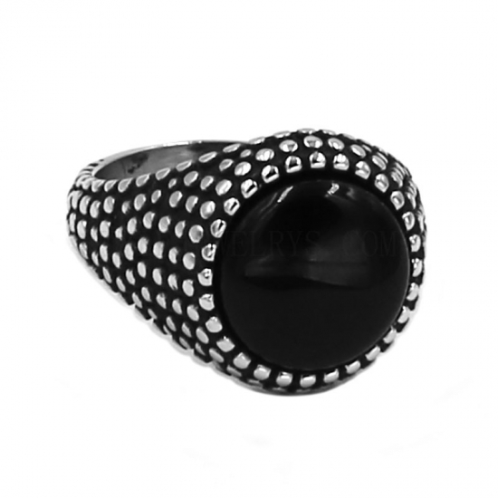 Band Stone Ring Stainless Steel Jewelry Fashion Ring Biker Ring SWR0816 - Click Image to Close