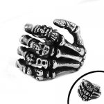 Vintage Gothic Ring, Skull Hand Ring, Stainless Steel Jewelry Ring SWR0573