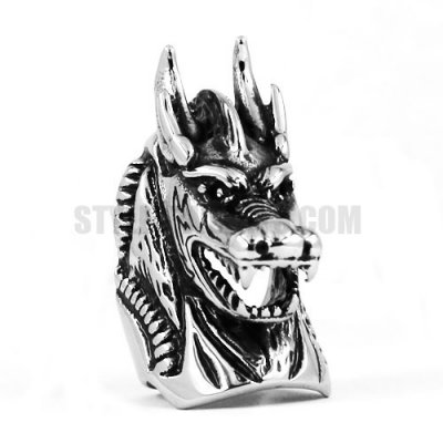 Stainless Steel Man's Cool Dragon Open Ring SWR0588