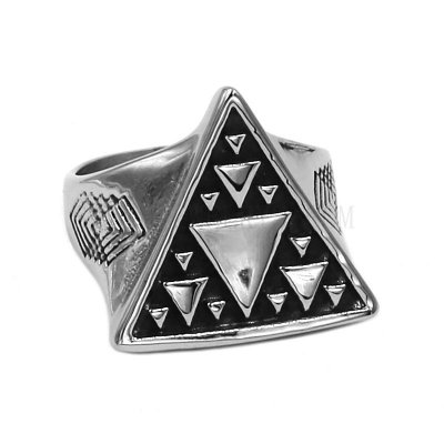 Square And Triangle Geography Ring Stainless Steel Geography Ring SWR0780