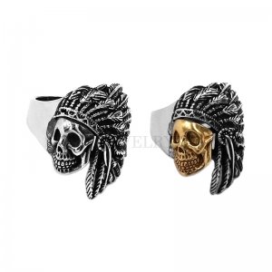 Vintage Gothic Indian Skull Ring Stainless Steel Jewelry Skull Biker Ring SWR0863
