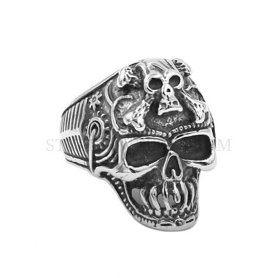 Vintage Gothic Skull Biker Ring Stainless Steel Skull Men Ring Pirate Ring SWR0964