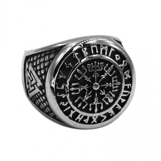 Custom Rune Letter Signet Ring Wedding Nordic Vintage Bague Fashion Men Jewelry Stainless Steel Viking Ring SWR0795 - Click Image to Close