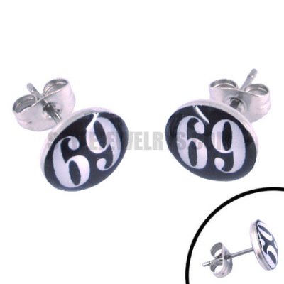 Stainless steel jewelry earring carved word 69 earring SJE370067