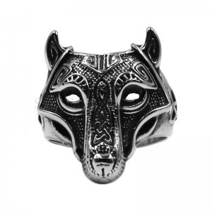 Norse Vikings Wolf Ring Stainless Steel Jewelry Fashion Celtic Knot Ring Odin Symbol Amulet Biker Men Ring Wholesale SWR0792