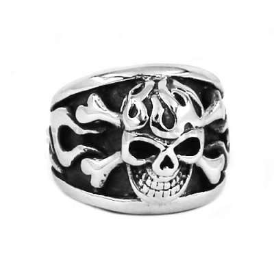 Gothic Pirate Skull Ring Stainless Steel Silver Pirate Ring SWR0610