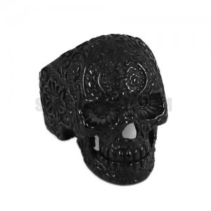 Gothic Stainless Steel Black Skull Biker Mens Ring SWR00678