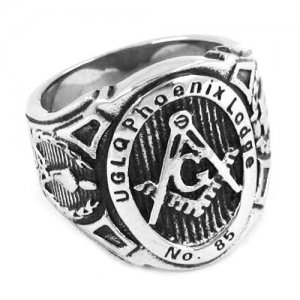 Stainless Steel Ring, Vintage Freemason Masonic Ring SWR0352