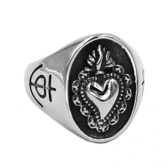 Crown Heart Ring Stainless Steel Jewelry Silver Anchor Motor Biker Men Women Ring Wholesale SWR0773 - Click Image to Close