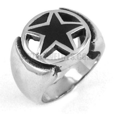 Stainless steel pentagram biker ring SWR0167