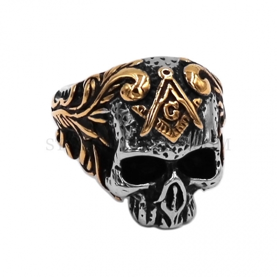 Wholesale Vintage Gothic Skull Ring Stainless Steel Jewelry Masonic Ring Skull Ring Biker Skull Ring Men Ring SWR0934 - Click Image to Close