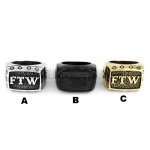 Stainless Steel Carved 'FTW' Middle Finger Mechanical Screw Biker Ring, Silver, Black, Gold SWR0376SE