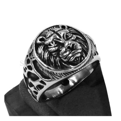 Vintage Gothic Lion Head Ring Stainless Steel Animal Jewelry Ring SWR0906