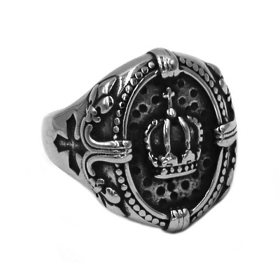 Wholesale King Crown Cross Ring 316L Stainless Steel Jewelry Classic Vintage Royal Crown Biker Ring For Men Women SWR0790