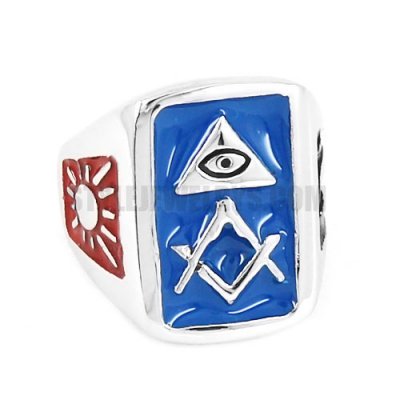 Illuminati Pyramid Eye Symbol Ring, Stainless Steel Jewelry Ring, Freemason Masonic Ring SWR0442B