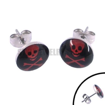 Stainless steel jewelry X skull earring SJE370037