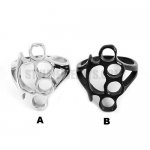 Stainless Steel Ring Boxing Glove Ring, Silver, Black SWR0554SE