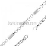 Stainless steel jewelry Chain 50cm - 55cm rectangle tube rolo link chain necklace w/lobster 6mm ch360271