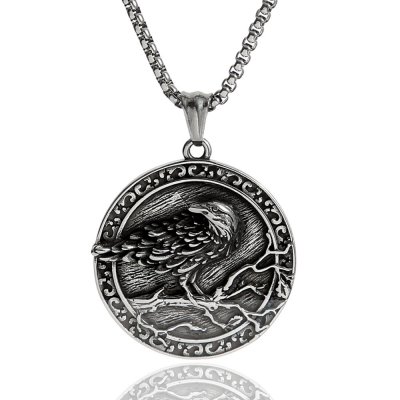 Norse Viking Raven Pendant Necklace Stainless Steel Pendant Animal Jewelry Pendant SWP0673