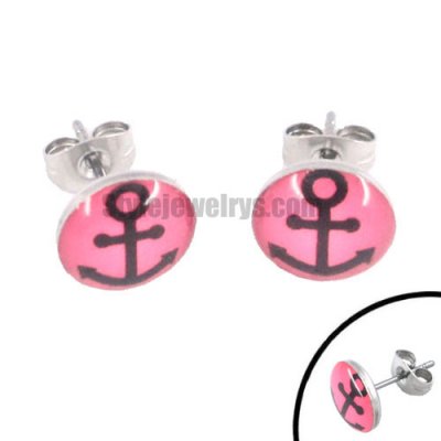 Stainless steel jewelry earring pink anchor earring SJE370026