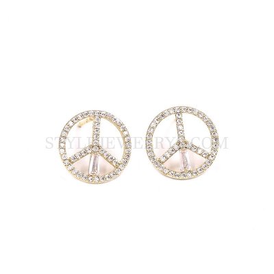 Fashion Peace Earrings For Women Exquisite S925 Sterling Silver Jewelry Peace Sign Zirconia Earrings Studs Gilrs Gift SJE370212