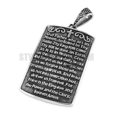 Stainless Steel Cross Carved Word Pendant SWP0431