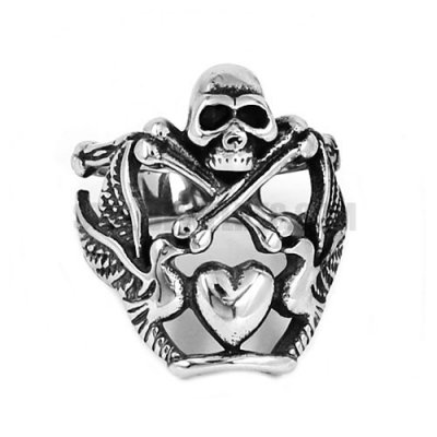 Gothic Skull Bone Ring Stainless Steel Skull Angel Ring SWR0624