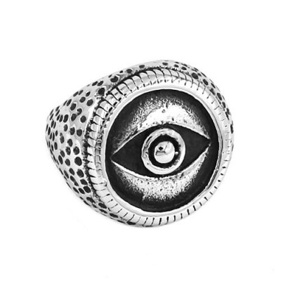 Gothic Stainless Steel Eye Ring, Biker Mens Ring SWR0675