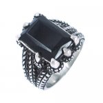 Stainless steel jewelry ring claw hold the stone biker ring SWR0052