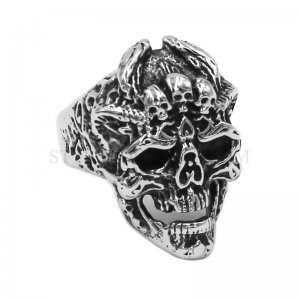 Wholesale Viking Skull Ring Stainless Steel Jewelry Classic Norse Viking Birds Skulls Motor Biker Men Ring SWR0933