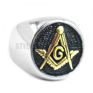 Stainless Steel Gold Master Mason Masonic Ring SWR0013G