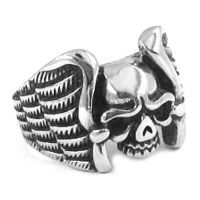 Gothic Stainless Steel Skull Ring SWR0248