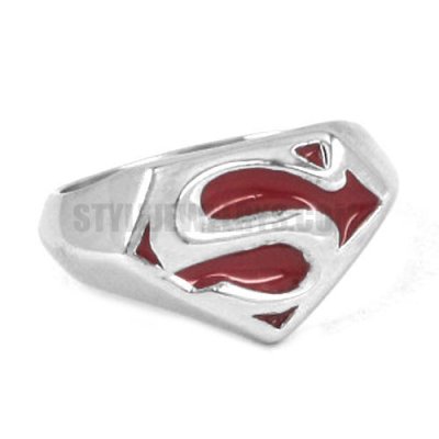 Stainless steel jewelry ring red S Alphabet Signet Ring SWR0008R