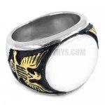 Stainless Steel Band Eagle Hawk Signet Ring SWR0243