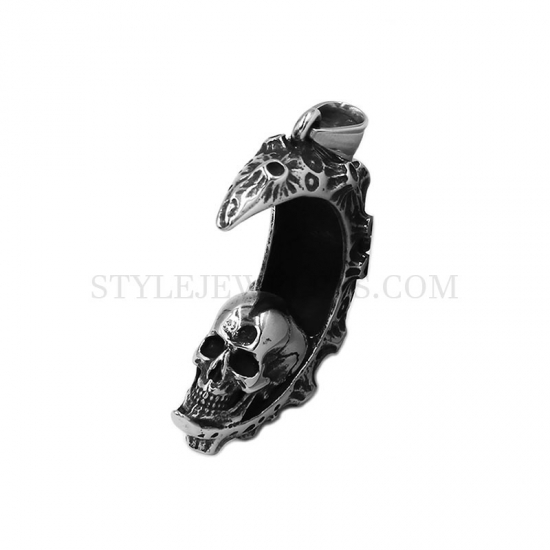 Gothic Skull Pendant Stainless Steel Skull Pendant Biker Pendant SWP0559 - Click Image to Close