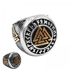 Norse Viking Rune Ring Stainless Steel Jewelry Tribal Celtic Knot Nordic Rune Odin Symbol Amulet Biker Ring Wholesale SWR0941