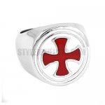 Stainless Steel Jewelry Templar Red Cross Ring Armor Shield Knight Biker Ring Wholesale SWR0636
