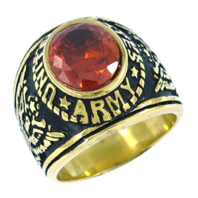 Stainless steel jewelry ring carved word ring, Red stone SWR0144