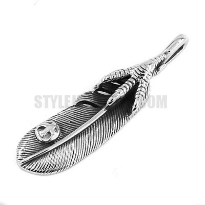 Gothic Biker Dragon Claw Pendant Stainless Steel Feather Pendant SWP0424